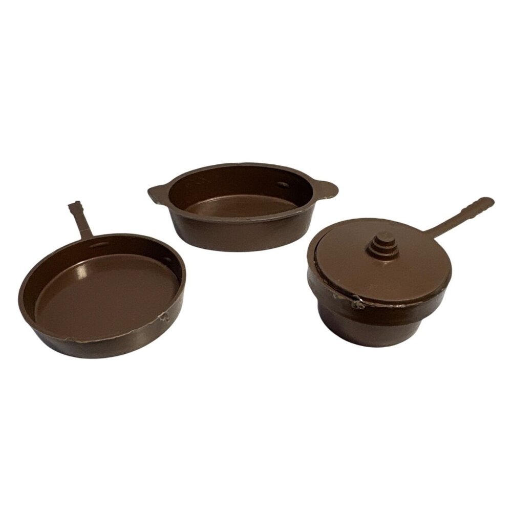 Superior Dollhouse Kitchenware Set Vintage Brown Plastic USA